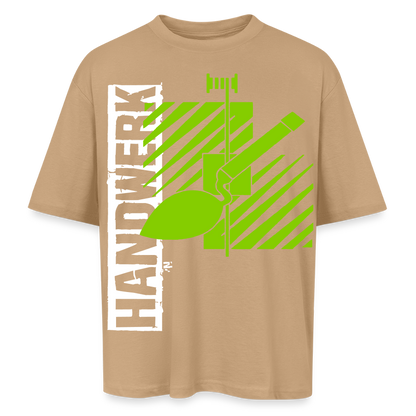 Oversized Unisex T-Shirt "Fliesenleger" Beige Oversized Unisex T-Shirt