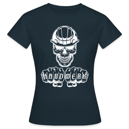 Frauen T-Shirt "Skull-Helm-Handwerk" Navy Frauen T-Shirt