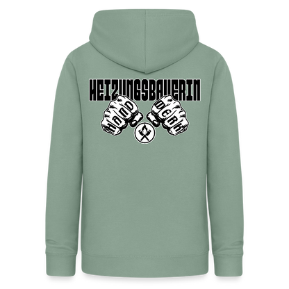Frauen Hoodie "Heizungsbauerin" (beidseitig beruckt) Graugrün Frauen Hoodie