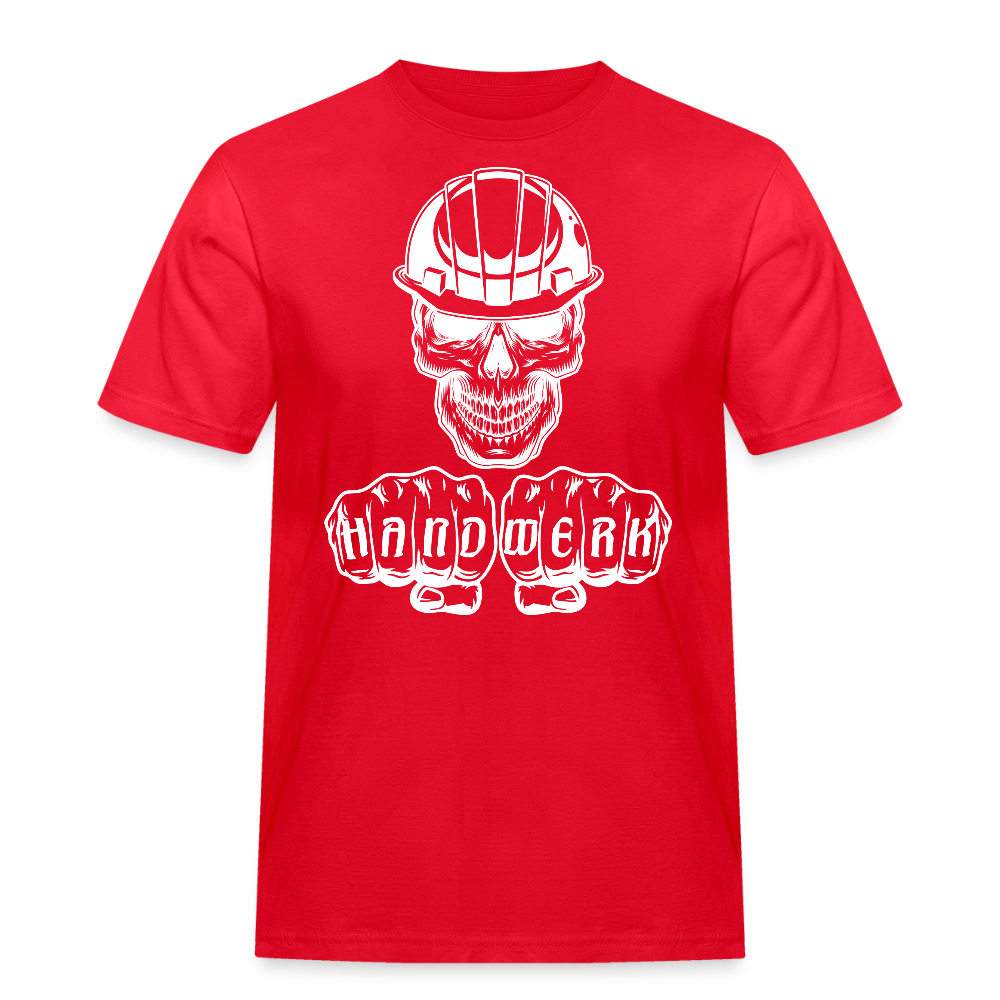 Männer Workwear T-Shirt "Skull-Helm-Handwerk" Rot Männer Workwear T-Shirt