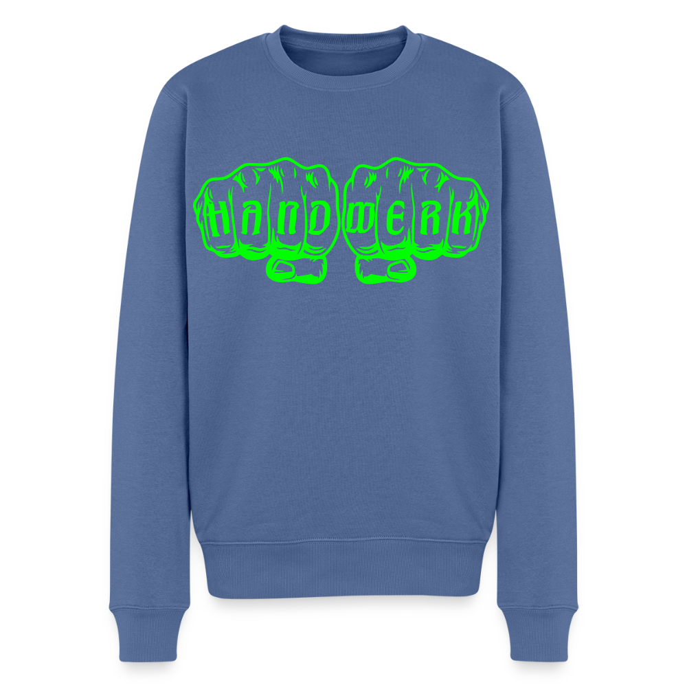 Unisex Premium Pullover "Gerüstbauer" neongrün - Taubenblau