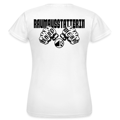 Frauen T-Shirt "Raumausstatterin" (beidseitig bedruckt) Weiß Frauen T-Shirt