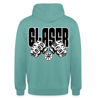 Unisex Hoodie "Glaser" (beidseitig bedruckt) Pastelltürkis Unisex Hoodie