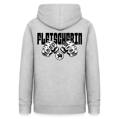 Frauen Hoodie "Fleischerin" (beidseitig beruckt) Hellgrau meliert Frauen Hoodie