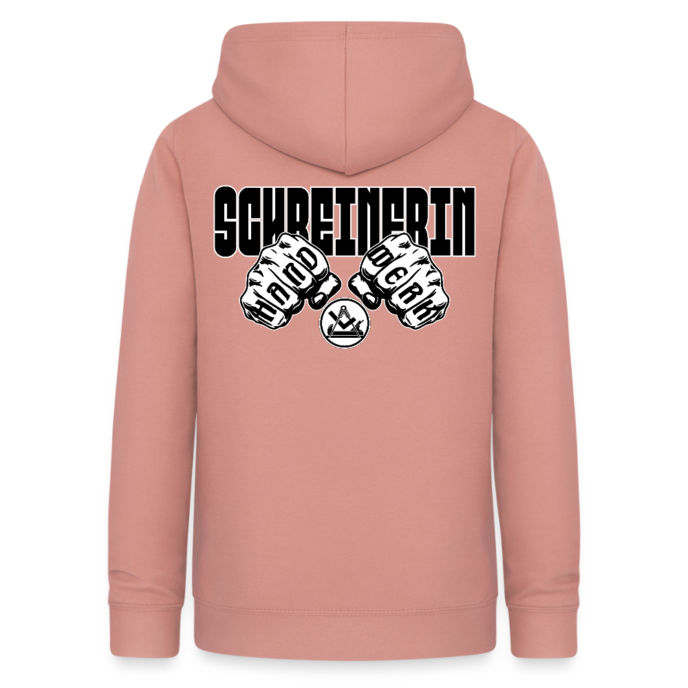 Frauen Hoodie "Schreinerin" (beidseitig beruckt) Altrosa Frauen Hoodie
