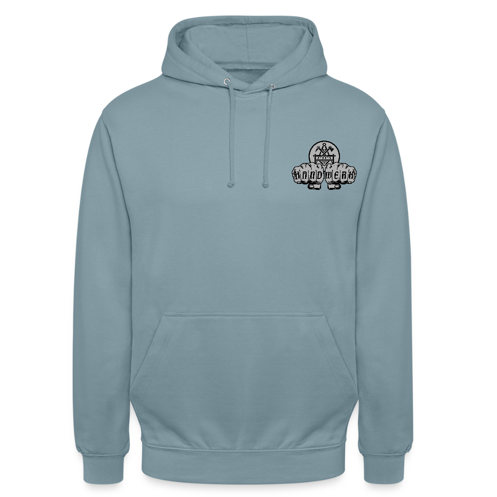 Unisex Standard Hoodie "Betonbauer" beidseitig bedruckt Nebelblau Unisex Hoodie