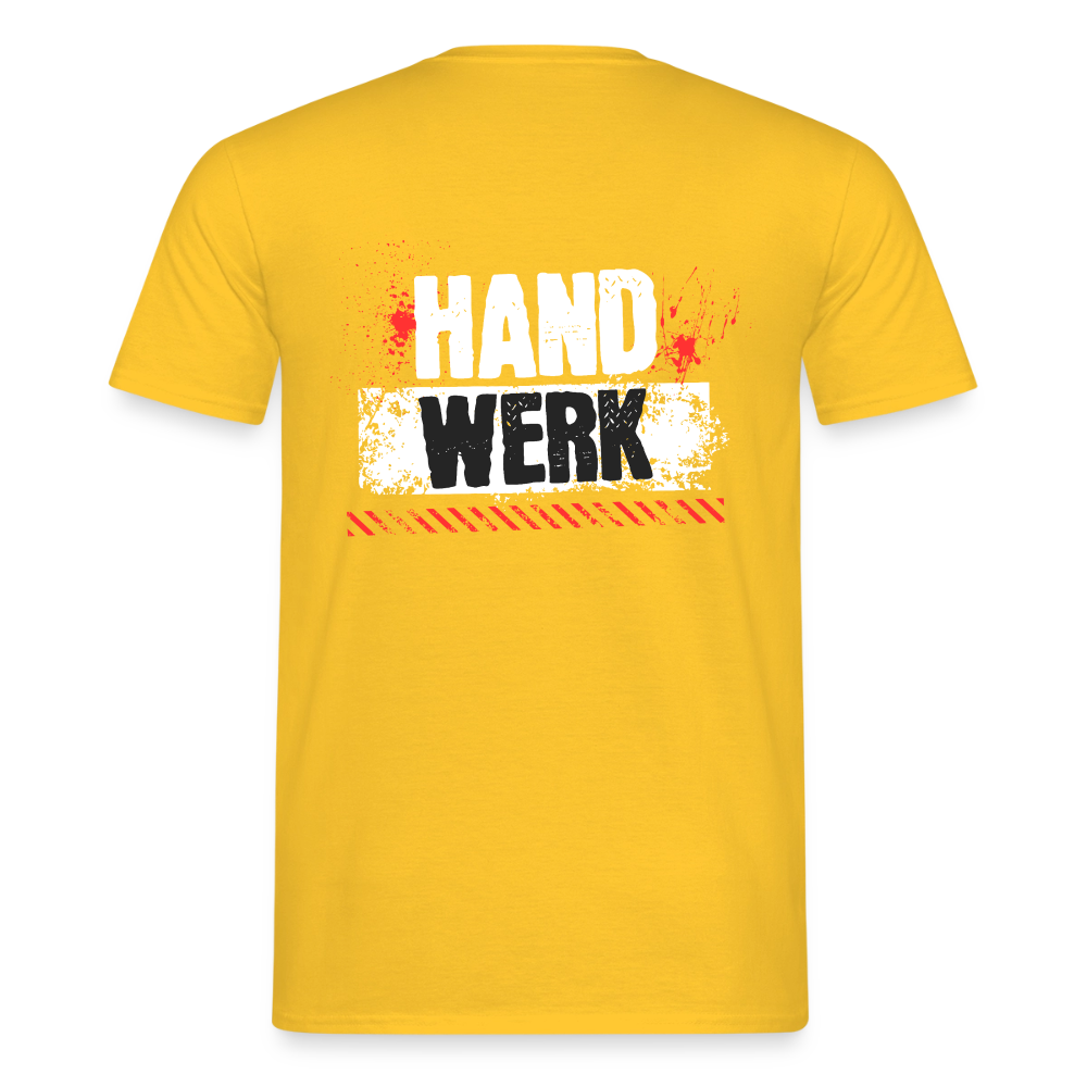 Unisex Handwerk T-Shirt von Spreadconnect, vorne schlicht, hinten bedruckt mit Handwerksmotiven, aus weichem Baumwollstoff