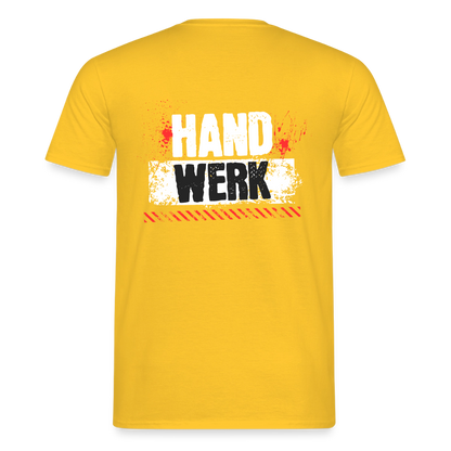 Unisex Handwerk T-Shirt von Spreadconnect, vorne schlicht, hinten bedruckt mit Handwerksmotiven, aus weichem Baumwollstoff