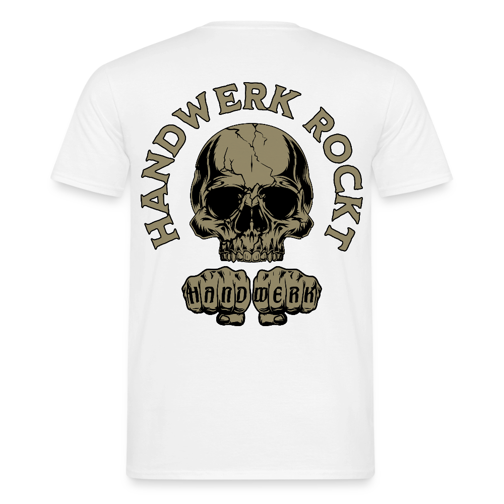 Unisex T-Shirt "Handwerk-Rockt" von Spreadconnect, beidseitig bedruckt, zeigt handwerkliche Motive und lässigen Stil.