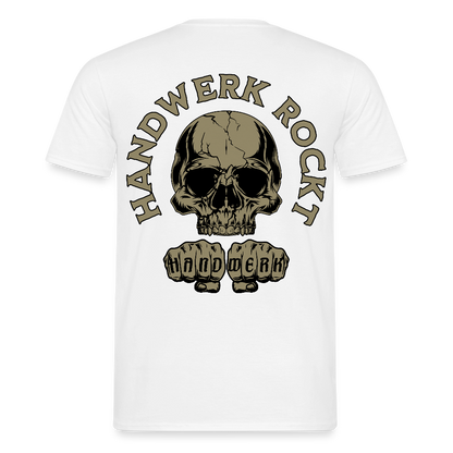 Unisex T-Shirt "Handwerk-Rockt" von Spreadconnect, beidseitig bedruckt, zeigt handwerkliche Motive und lässigen Stil.