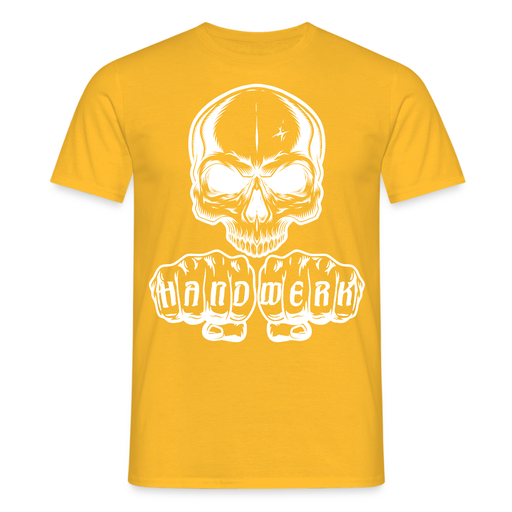 Unisex T-Shirt "Skull-Handwerk" Gelb Männer T-Shirt