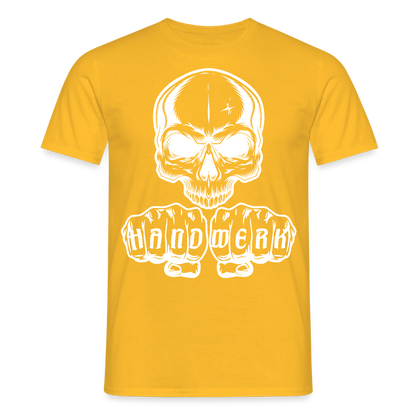 Unisex T-Shirt "Skull-Handwerk" Gelb Männer T-Shirt