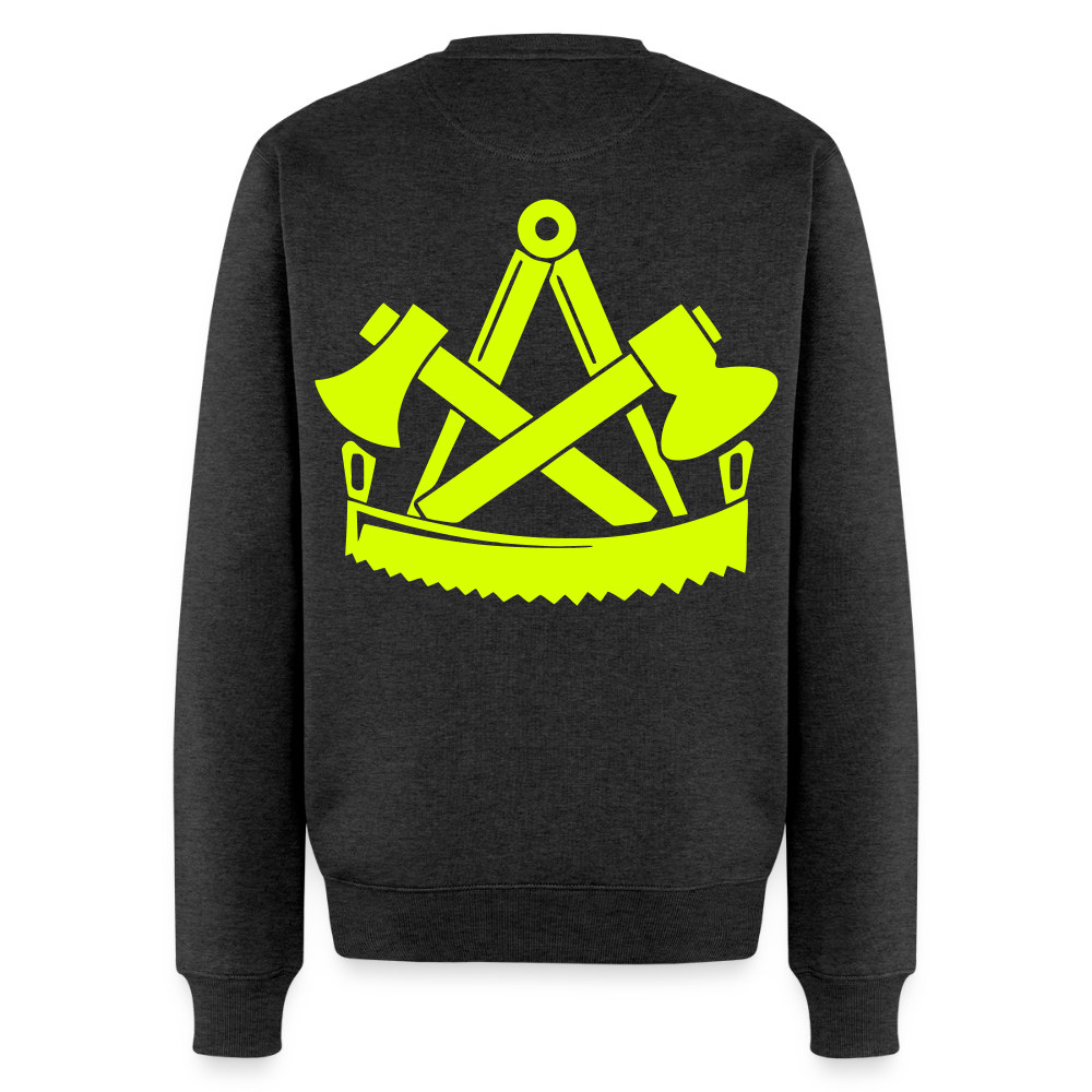 Unisex Premium Pullover "Zimmermann" neongelb Anthrazit meliert Männer Premium Pullover