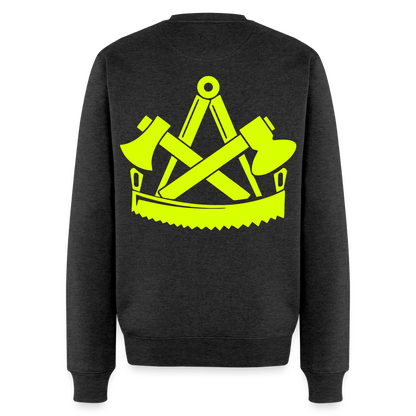 Unisex Premium Pullover "Zimmermann" neongelb Anthrazit meliert Männer Premium Pullover