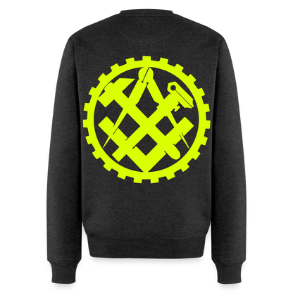 Unisex Premium Pullover "Mechaniker" neongelb Anthrazit meliert Männer Premium Pullover