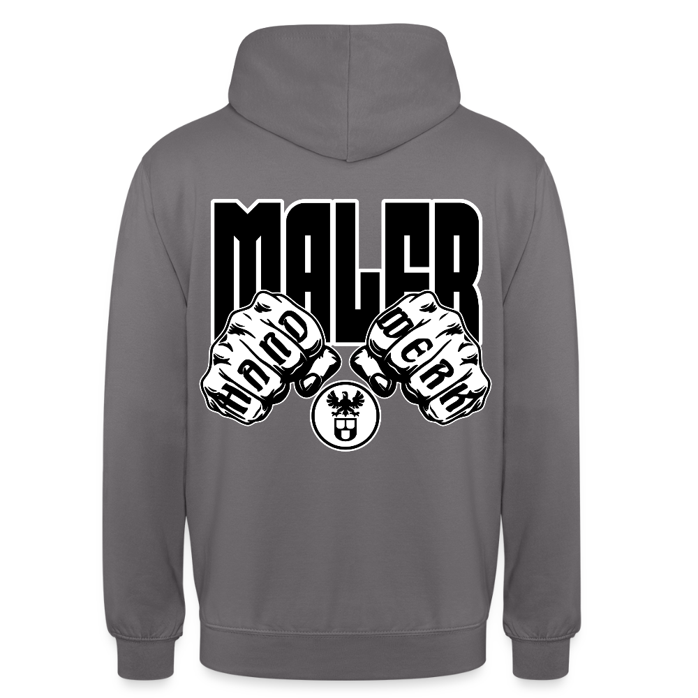 Unisex Hoodie "Maler" (beidseitig bedruckt) Mittelgrau Unisex Hoodie