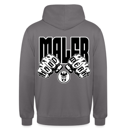 Unisex Hoodie "Maler" (beidseitig bedruckt) Mittelgrau Unisex Hoodie