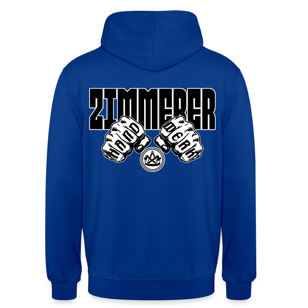 Unisex Hoodie "Zimmerer" (beidseitig bedruckt) Royalblau Unisex Hoodie