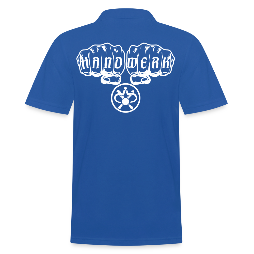 Männer Poloshirt "Drechsler" (hinten bedruckt) Royalblau Männer Poloshirt