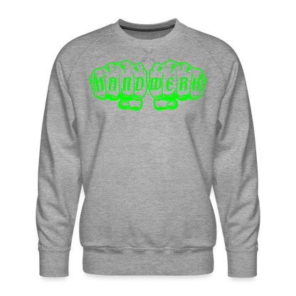Unisex Premium Pullover "Bodenleger" neongrün Grau meliert Männer Premium Pullover