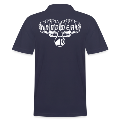 Männer Poloshirt "Raumausstatter" (hinten bedruckt) Navy Männer Poloshirt