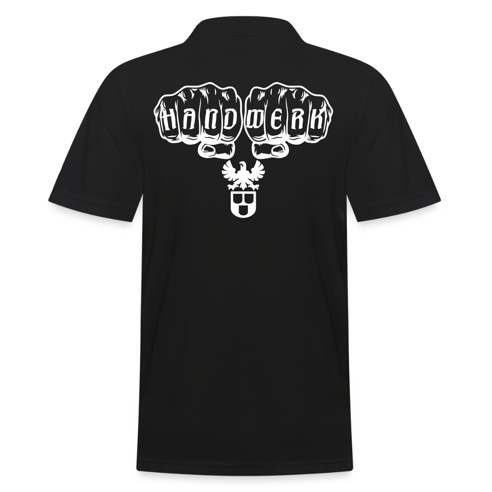 Männer Poloshirt "Maler" (hinten bedruckt) Schwarz Männer Poloshirt