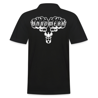 Männer Poloshirt "Maler" (hinten bedruckt) Schwarz Männer Poloshirt