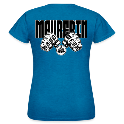 Frauen T-Shirt "Maurerin" (beidseitig bedruckt) Antikblaues Saphir meliert Frauen T-Shirt