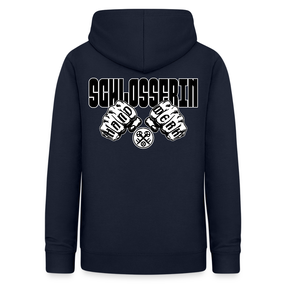 Frauen Hoodie "Schlosserin" (beidseitig beruckt) Navy Frauen Hoodie