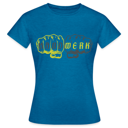 Frauen T-Shirt "Handwerk" Antikblaues Saphir meliert Frauen T-Shirt