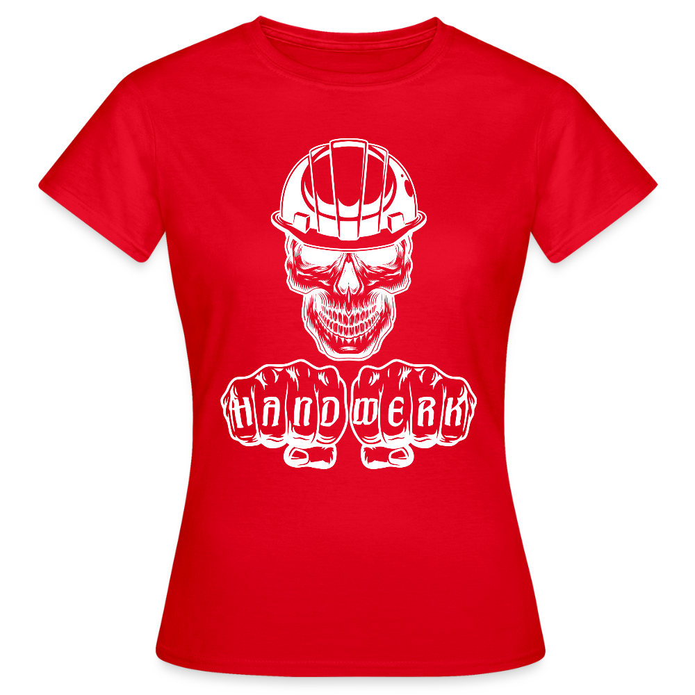 Frauen T-Shirt "Skull-Helm-Handwerk" Rot Frauen T-Shirt