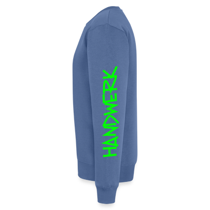 Unisex Premium Pullover "Spengler" neongrün - Taubenblau