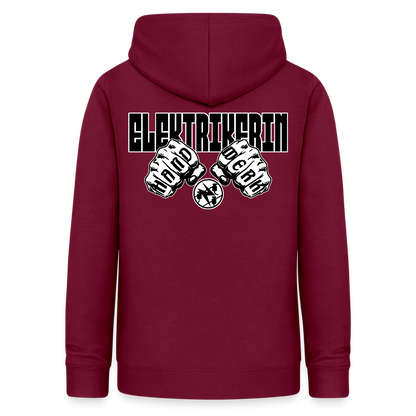 Frauen Hoodie "Elektrikerin" (beidseitig beruckt) Bordeaux Frauen Hoodie