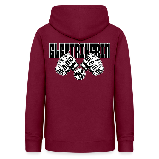 Frauen Hoodie "Elektrikerin" (beidseitig beruckt) Bordeaux Frauen Hoodie