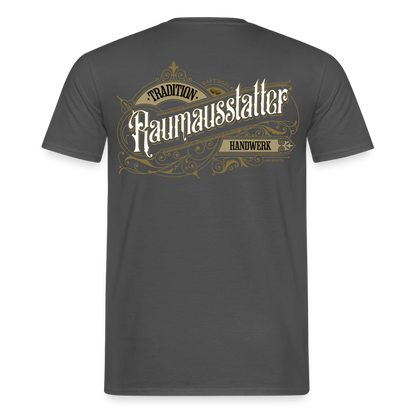 Unisex T-Shirt „Raumausstatter“-Nostalgie von Spreadconnect, Männer T-Shirt, schwarze Baumwolle mit nostalgischem Druck.