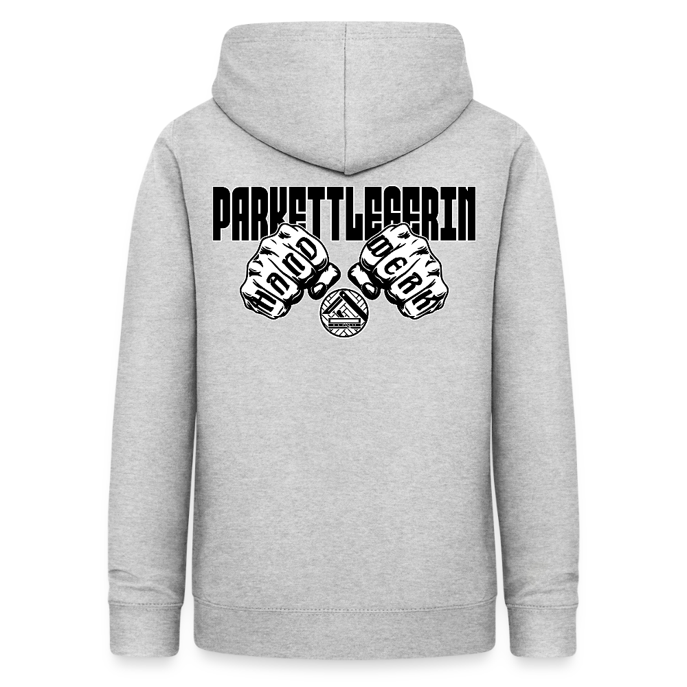 Frauen Hoodie "Parkettlegerin (beidseitig beruckt) Hellgrau meliert Frauen Hoodie