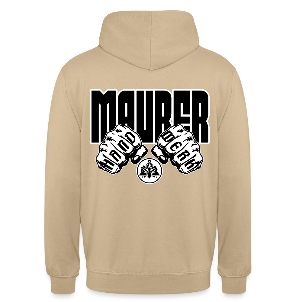 Unisex Hoodie "Maurer" (beidseitig bedruckt) Beige Unisex Hoodie