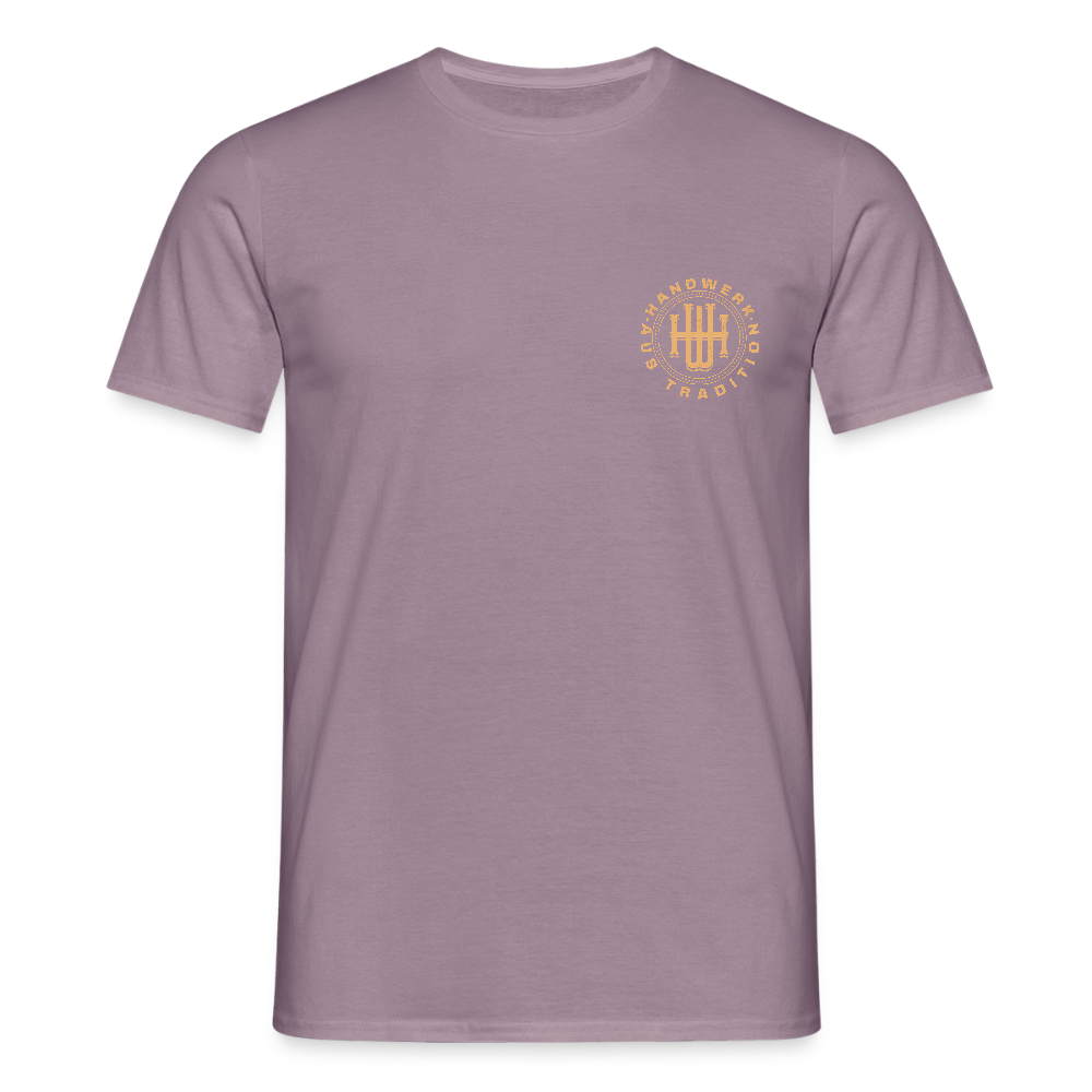 Unisex T-Shirt "Handwerk" (beidseitig bedruckt) Lilagrau Männer T-Shirt