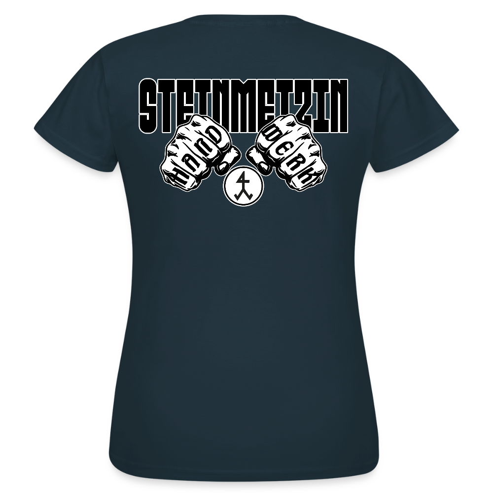 Frauen T-Shirt "Steinmetzin" (beidseitig bedruckt) Navy Frauen T-Shirt