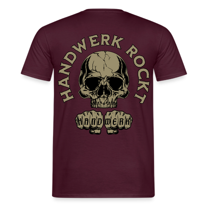 Unisex Männer T-Shirt "Handwerk-Rockt" von Spreadconnect, beidseitig bedruckt, mit handwerklichem Motiv auf Vorder- und Rückseite.