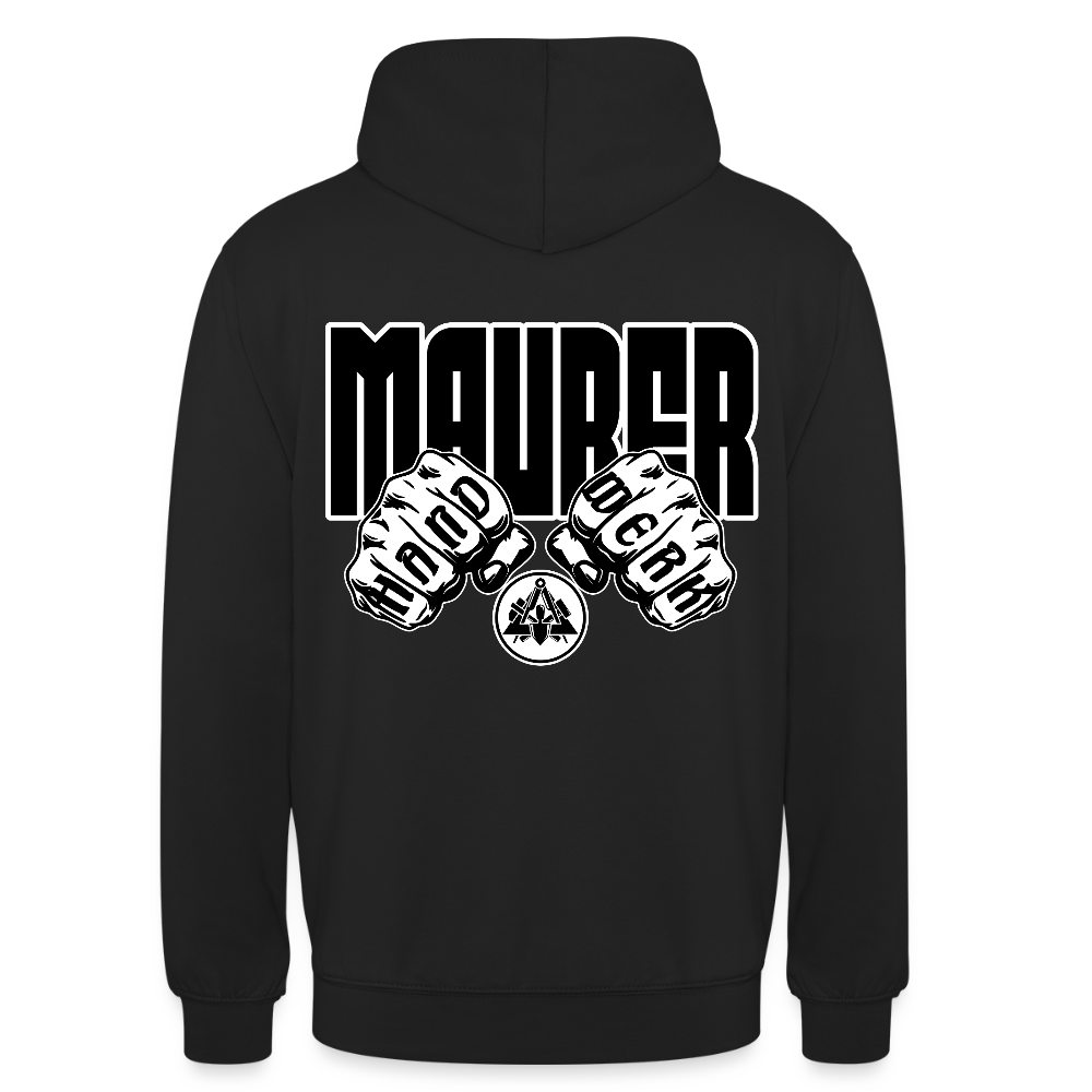 Unisex Hoodie "Maurer" (beidseitig bedruckt) Schwarz Unisex Hoodie