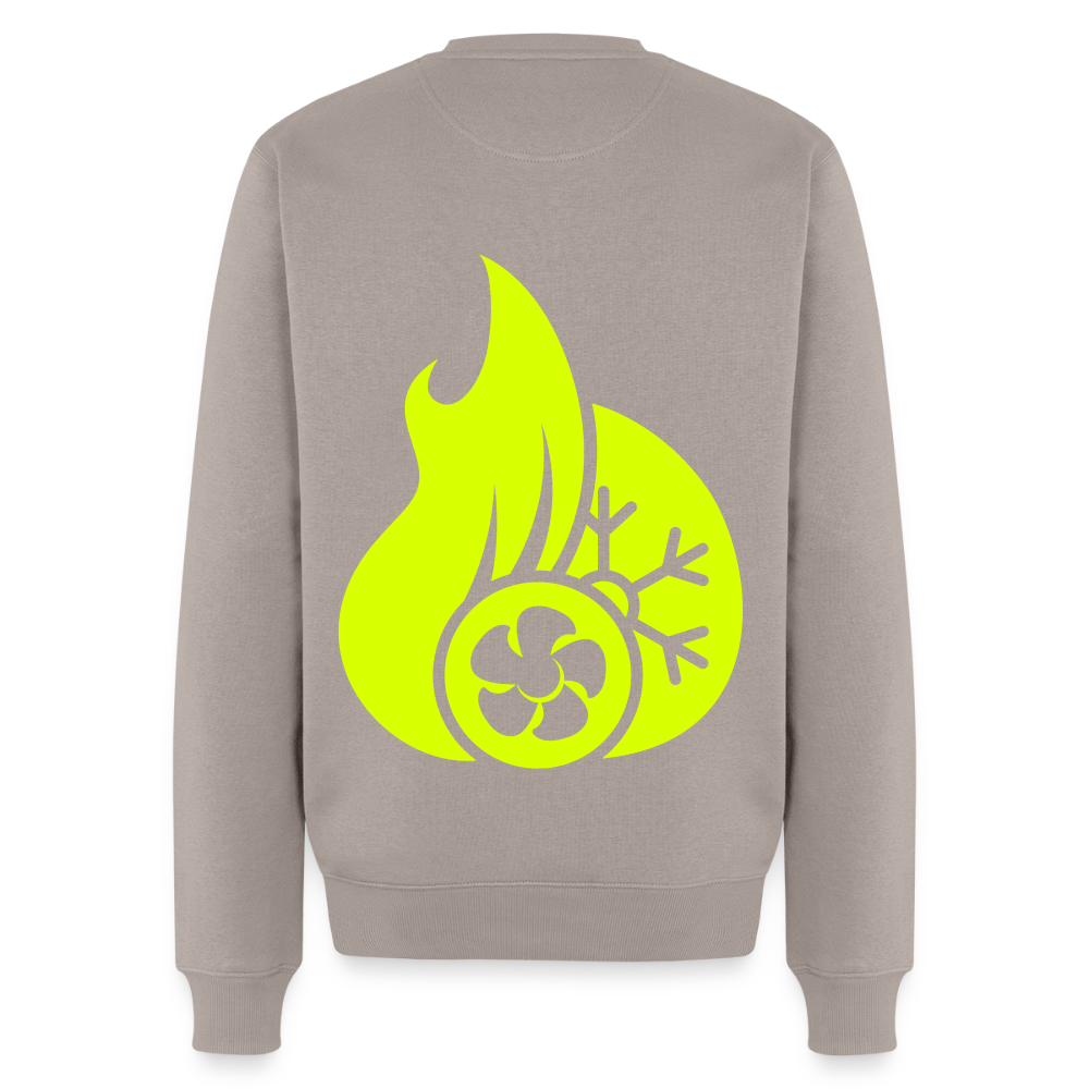 Unisex Premium Pullover "Klimatechniker" neongelb - Taupe