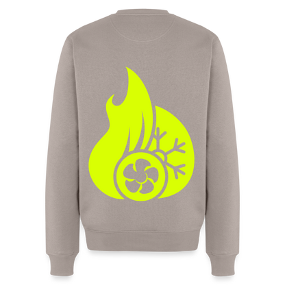 Unisex Premium Pullover "Klimatechniker" neongelb - Taupe