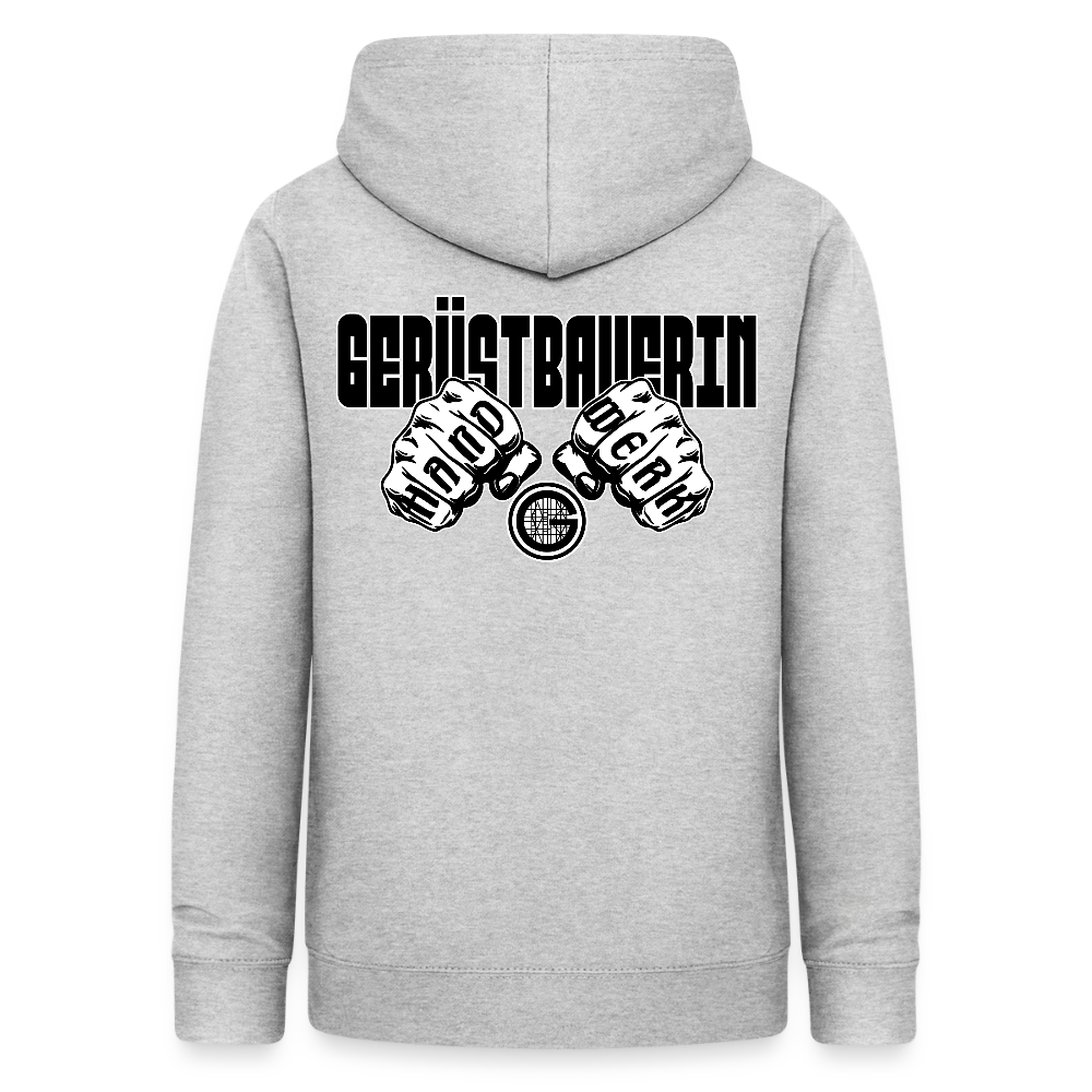Frauen Hoodie "Gerüstbauerin" (beidseitig beruckt) - Hellgrau meliert