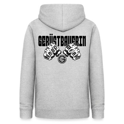 Frauen Hoodie "Gerüstbauerin" (beidseitig beruckt) - Hellgrau meliert