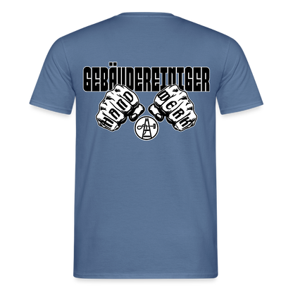 Unisex T-Shirt "Gebäudereiniger" (beidseitig bedruckt) - Taubenblau 