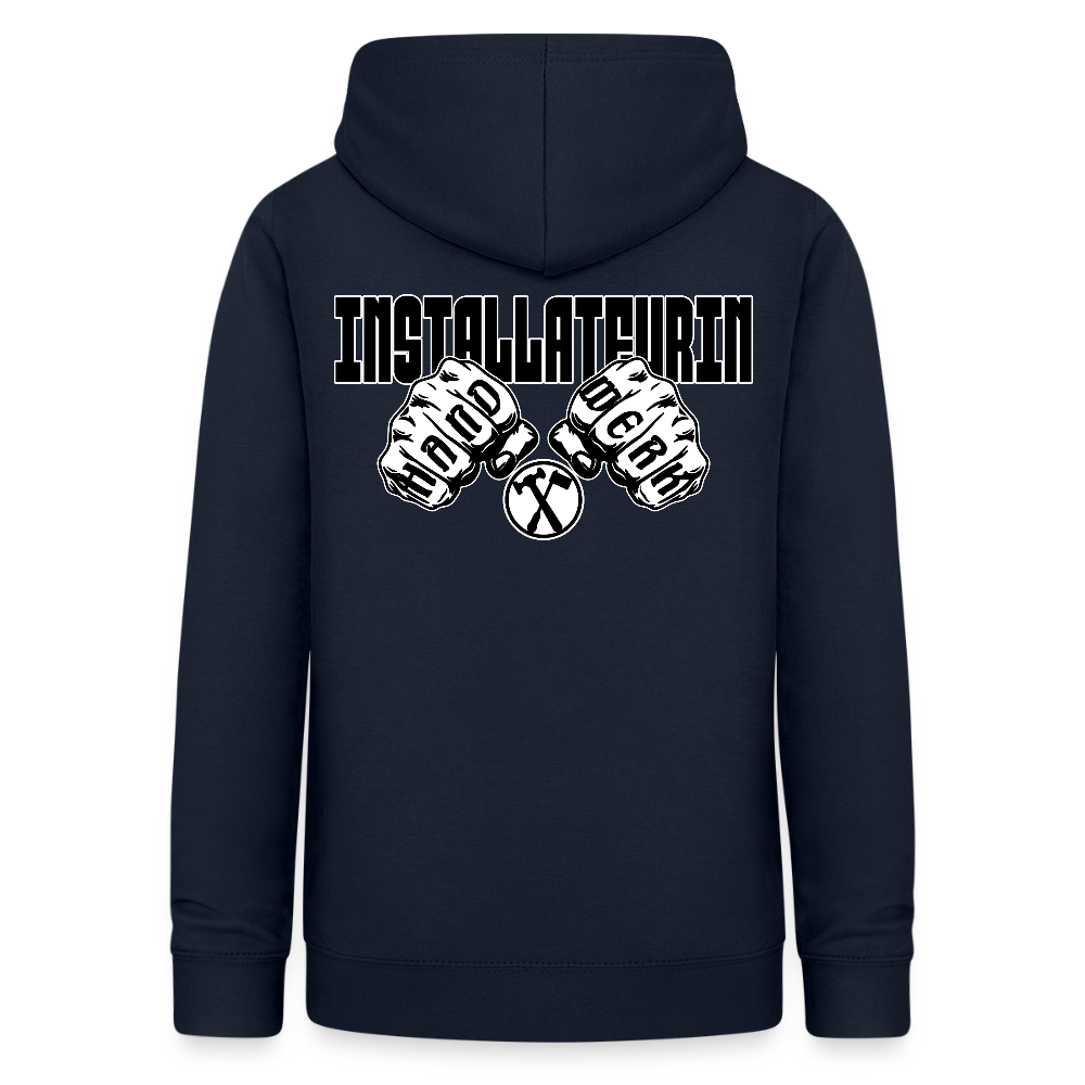 Frauen Hoodie "Installateurin" (beidseitig beruckt) Navy Frauen Hoodie