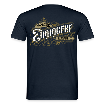 Unisex T-Shirt "Zimmerer"-Nostalgie von Spreadconnect, Männer T-Shirt mit nostalgischem Design, weiße Baumwolle, Frontansicht
