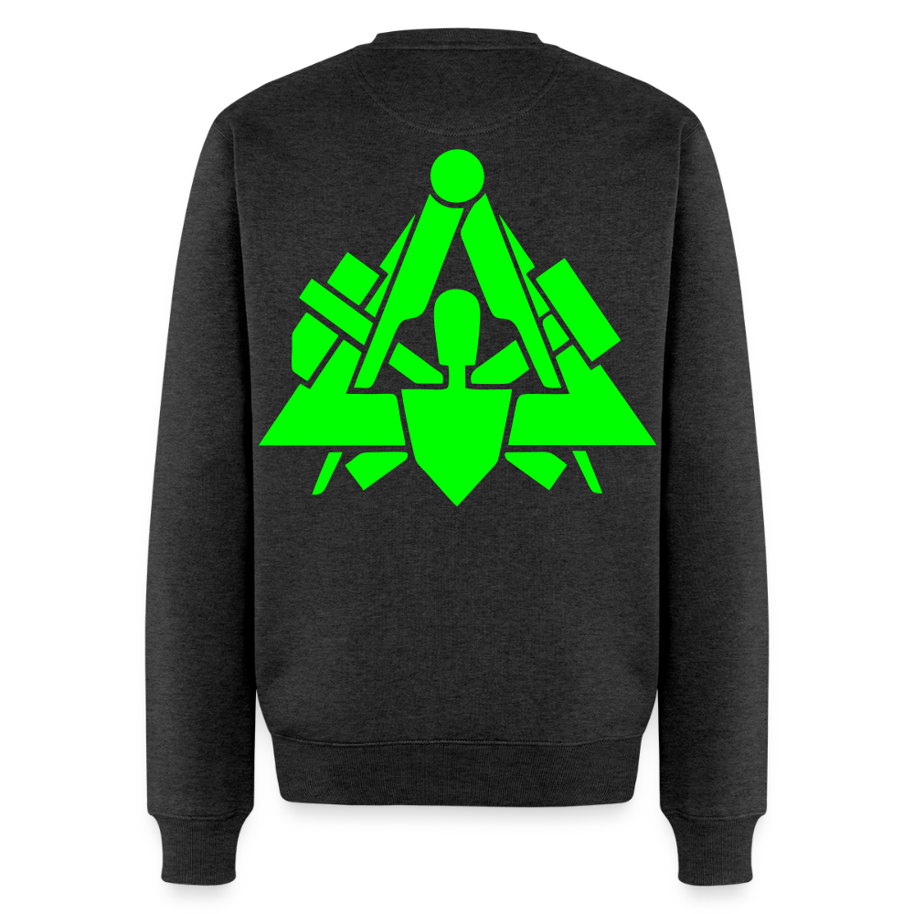 Unisex Premium Pullover "Maurer" neongrün Anthrazit meliert Männer Premium Pullover
