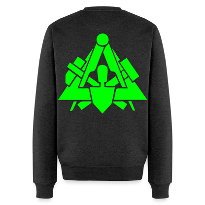 Unisex Premium Pullover "Maurer" neongrün Anthrazit meliert Männer Premium Pullover